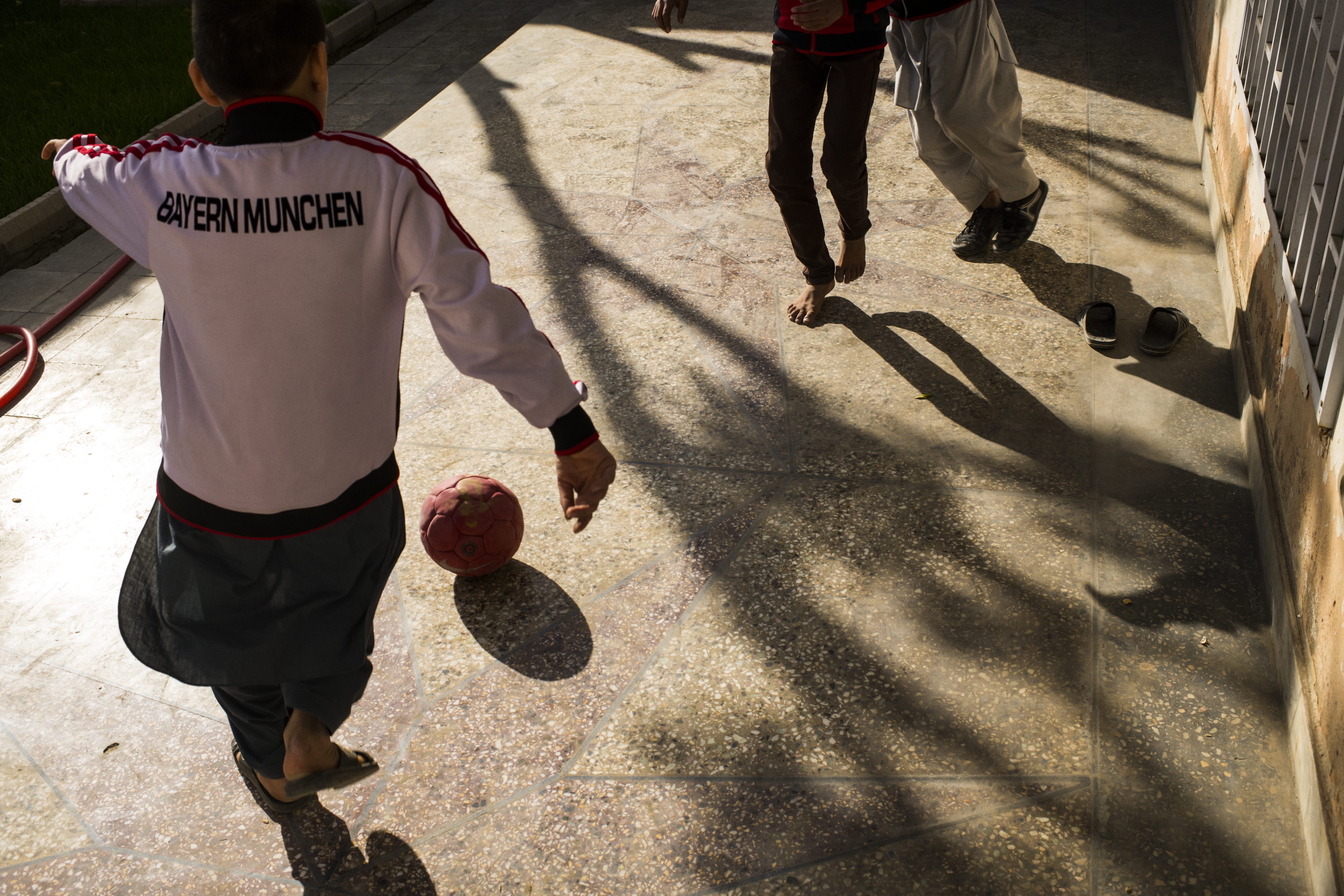 Afghan boys play soccer
