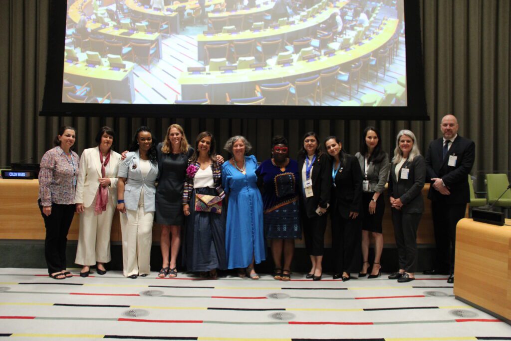 Catherine Kirkendall with other speakers at the UN Trusteeship Council Chamber on June 30, 2025